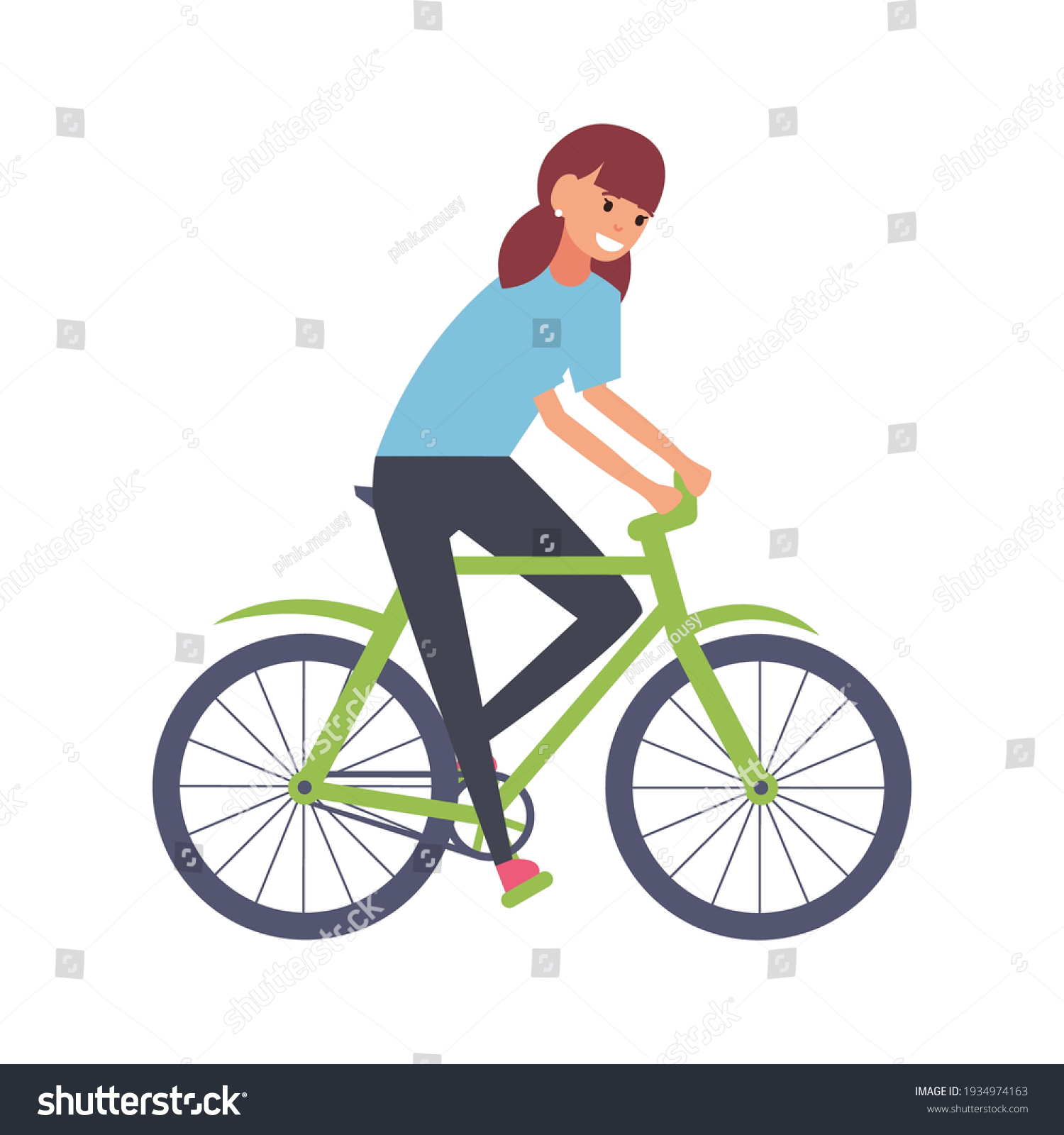 Cycling Happy Side View Vector Illustration Stock Vector (Royalty Free ...