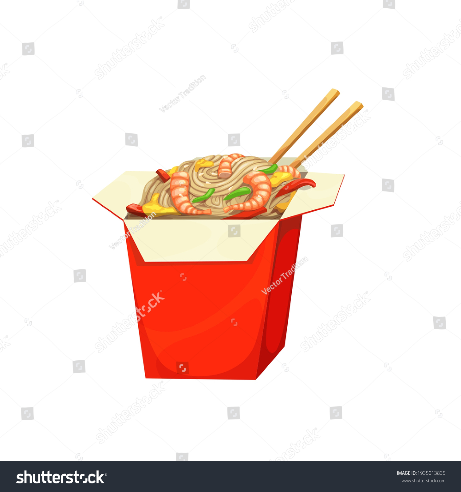 Noodles Box Fast Food Menu Asian Stock Vector (Royalty Free) 1935013835 ...