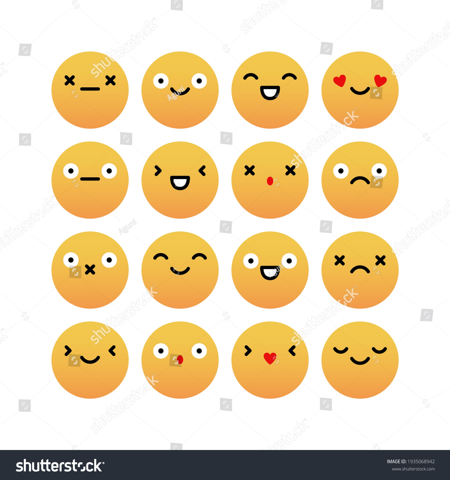 Vector Set Cute Emoticons Stock Vector Royalty Free Shutterstock