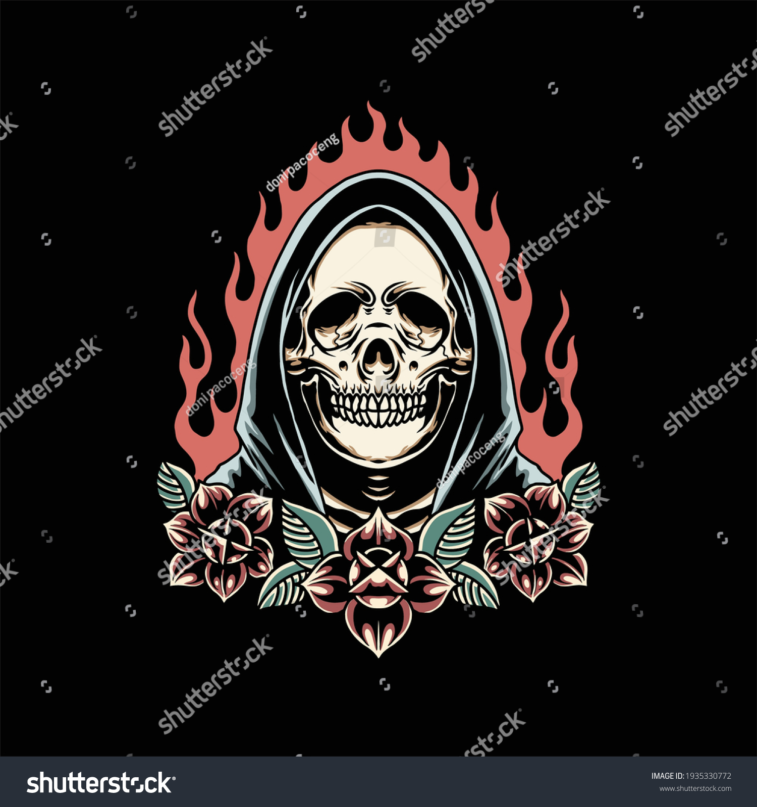 Grim Reaper Tattoo Vector Design Stock Vector (Royalty Free) 1935330772 ...