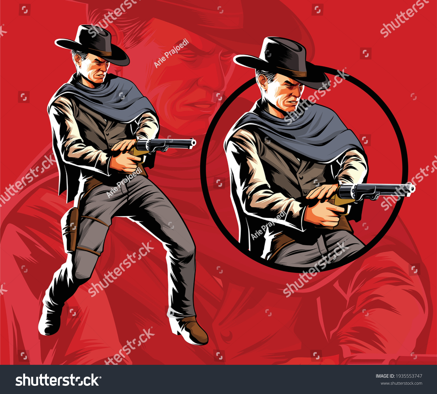 Western Gunslinger Quick Draw Shooting Stock Vector (Royalty Free
