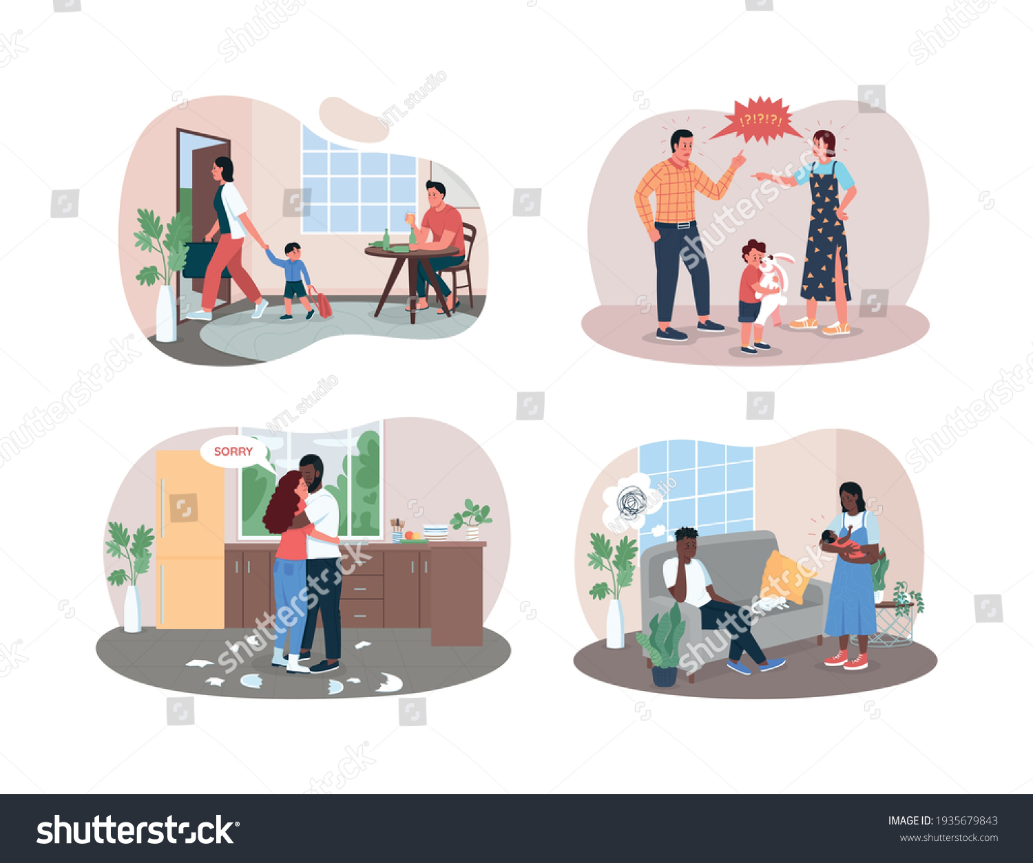 Family Breakup 2d Vector Web Banner Stock Vector (Royalty Free ...