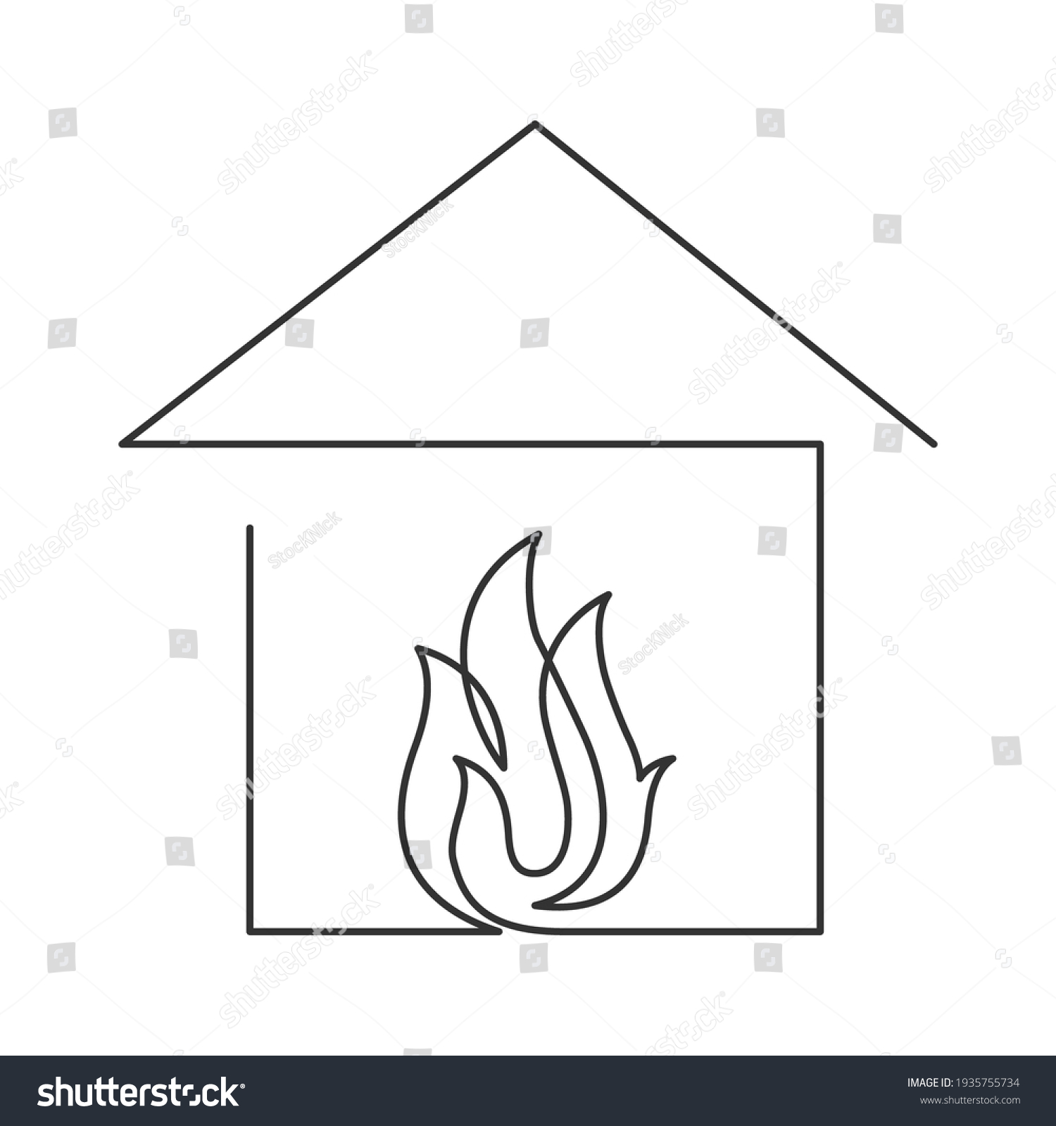 Continuous One Line Drawing Flame Inside Stock Vector (Royalty Free ...