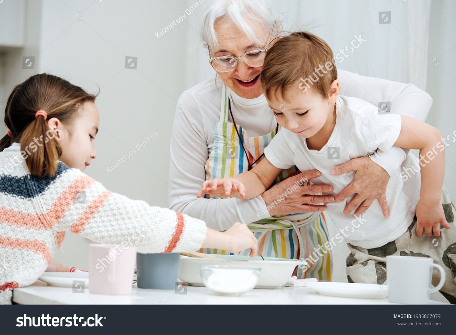 Happy Granny Holding Her Grandson Falling Stock Photo 1935807079 ...