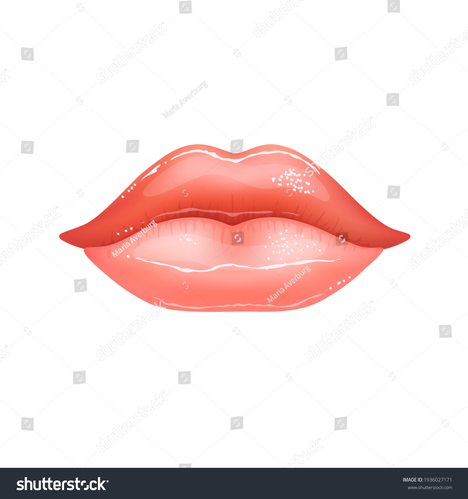 Shining Beautiful Female Nude Lips Colored Stock Vector Royalty Free Shutterstock