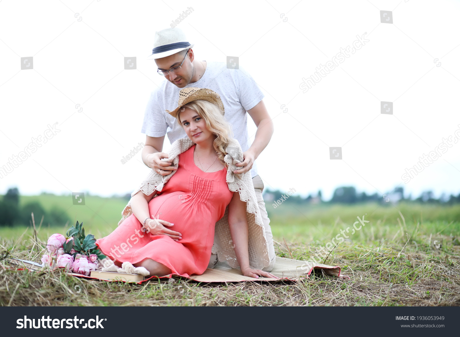 Pregnant Girl Big Belly Young Man Stock Photo 1936053949 | Shutterstock