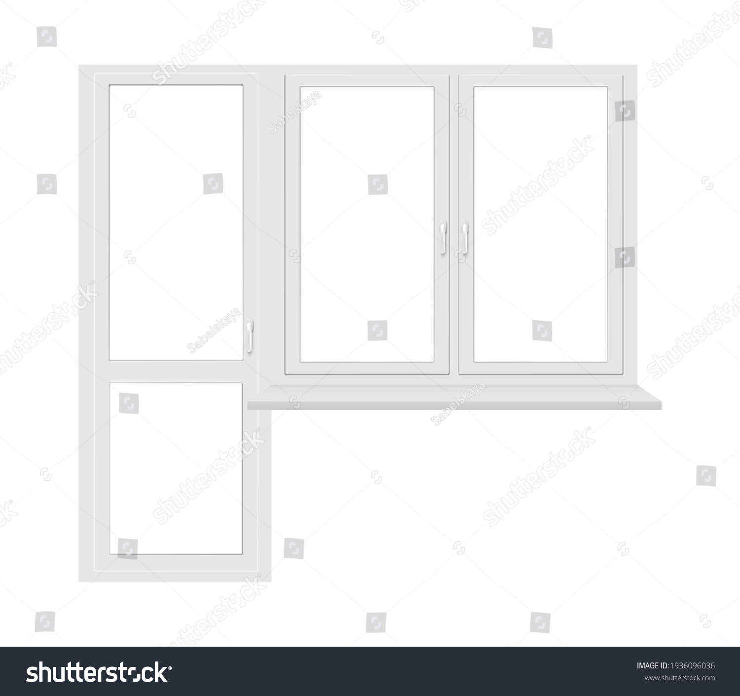 Plastic Window Glass Door Template Realistic Stock Vector (Royalty Free ...