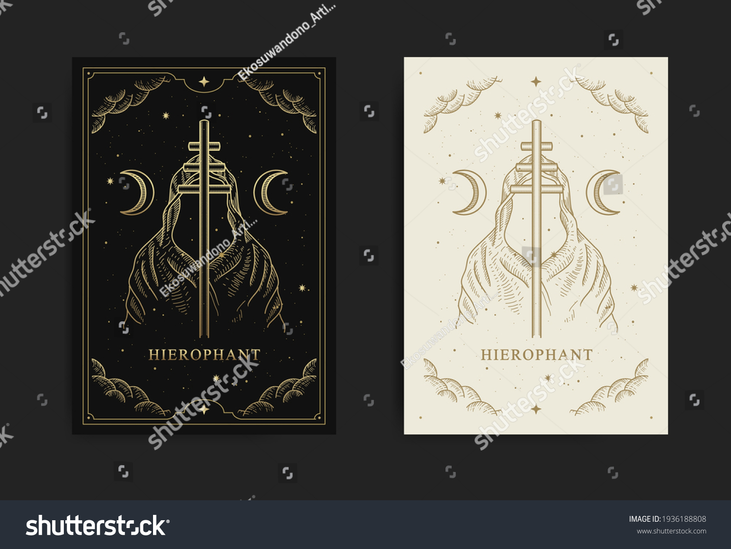 Hierophant Major Arcana Tarot Card Engraving Stock Vector (Royalty Free ...