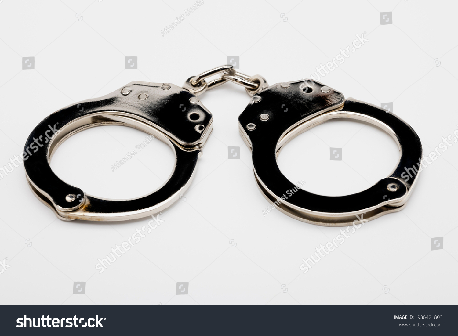 Pair Metal Handcuffs Isolated On White Stock Photo 1936421803 ...