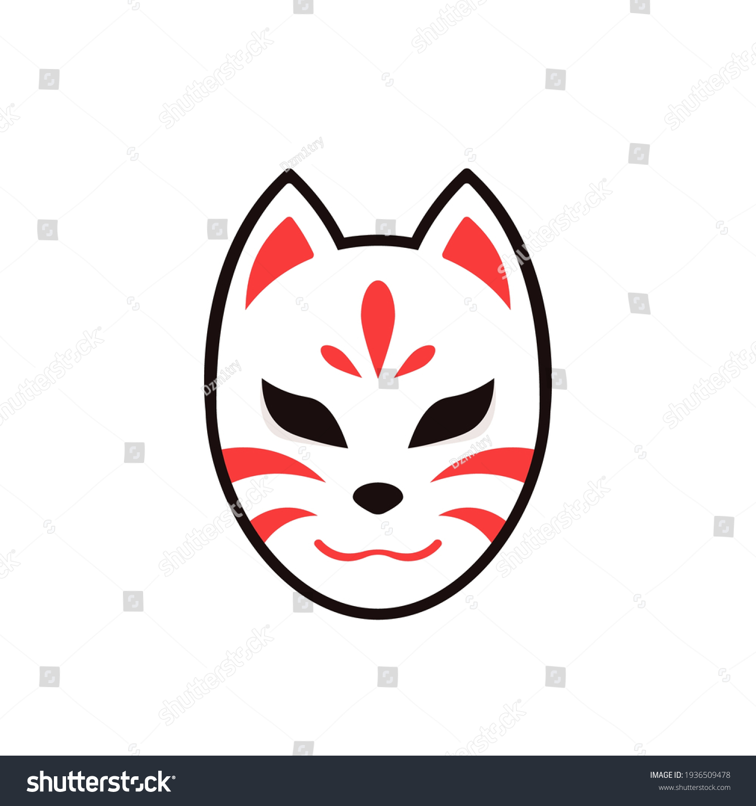 Kitsune Mask Icon Clipart Image Isolated Stock Vector (Royalty Free ...
