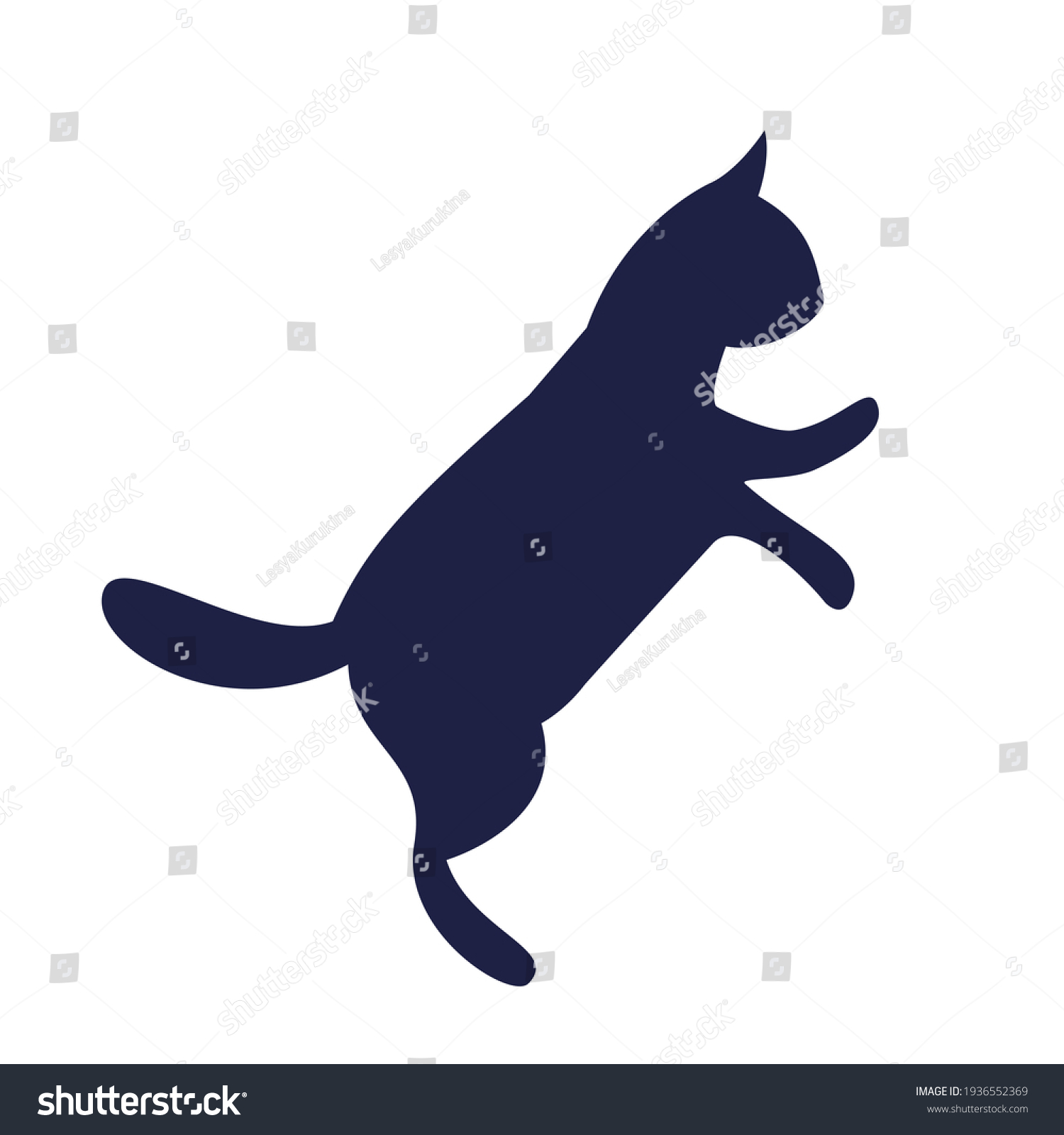 Silhouette Cat Jumping Simple Flat Image Stock Vector (Royalty Free ...