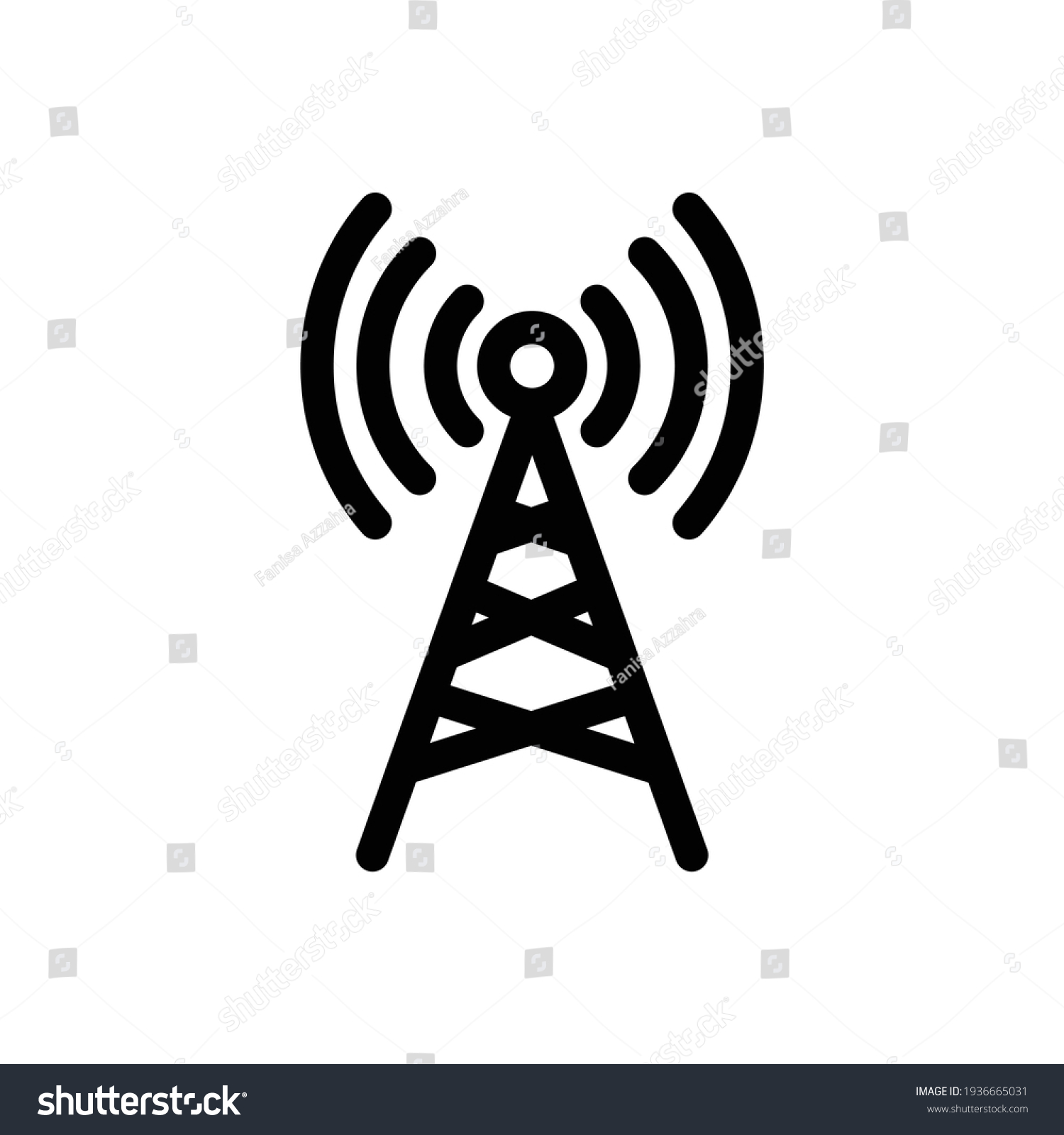 Radio Tower Icon Linear Style Transmitter Stock Vector (Royalty Free ...