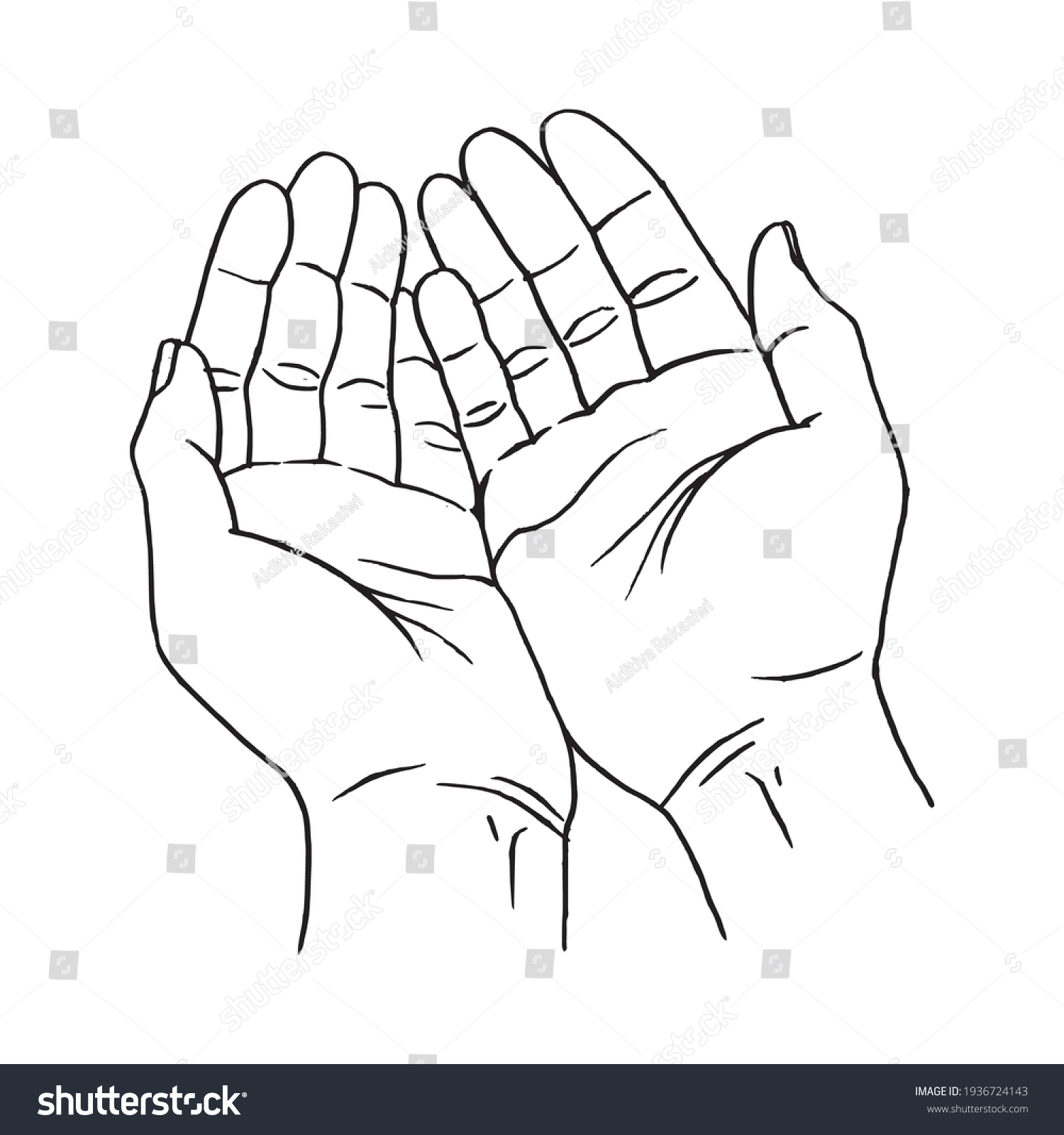 Praying Hand Hand Drawn Illustration Isolated Stock Vector (Royalty ...