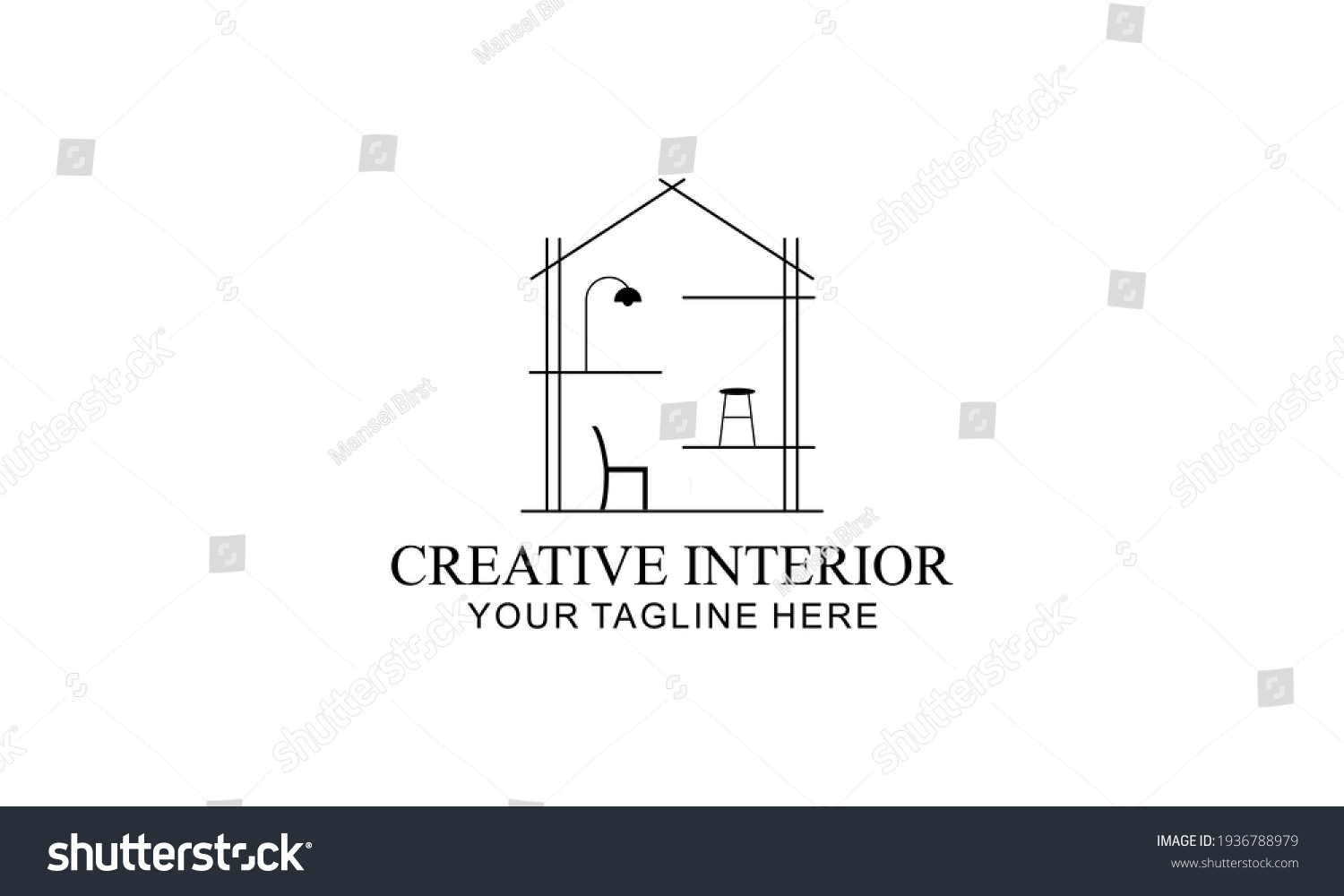 Interior Minimalist Room Gallery Furniture Logo Stock Vector (Royalty ...