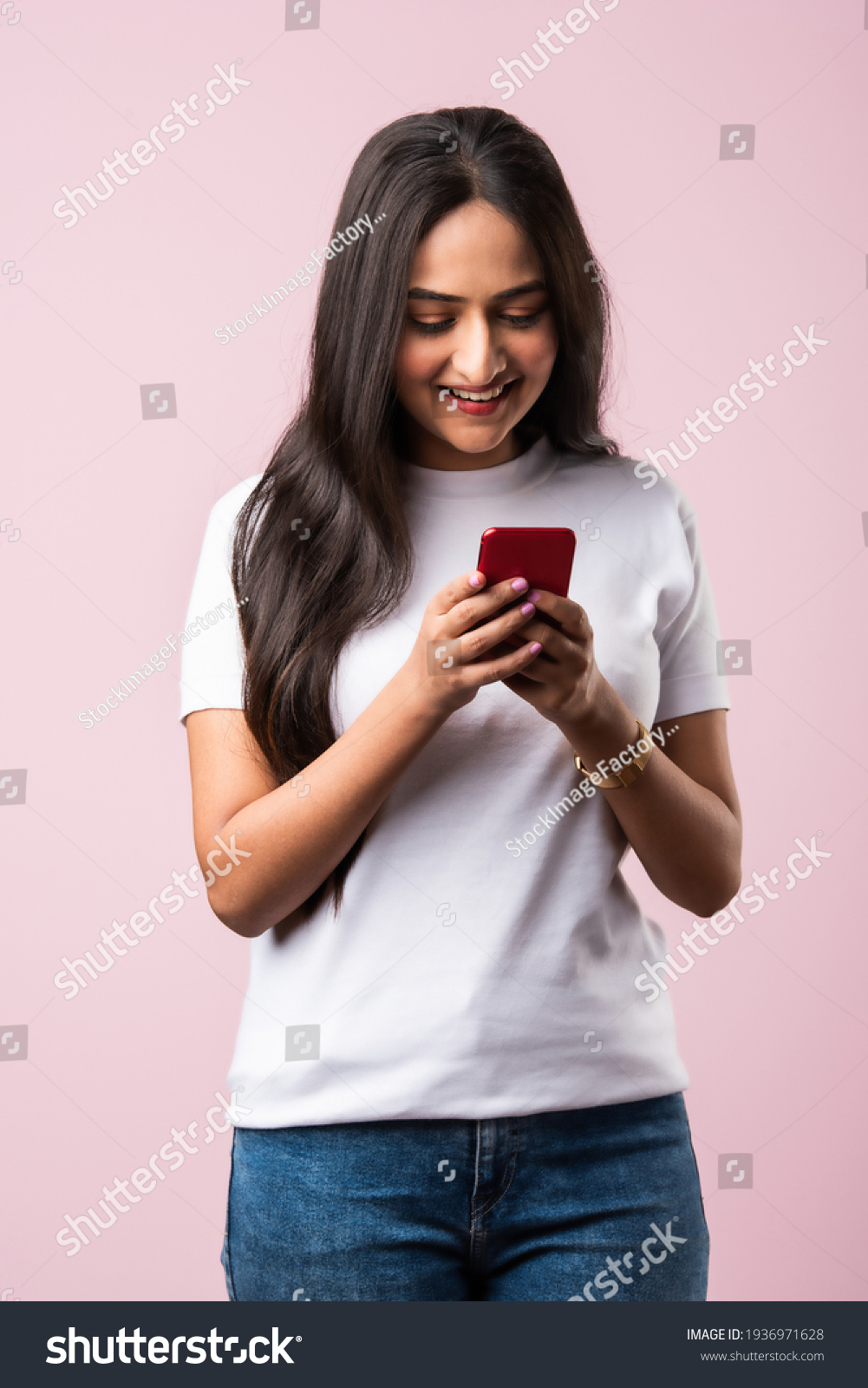 Pretty Millennial Indian Girl Isolated On Stock Photo 1936971628 ...