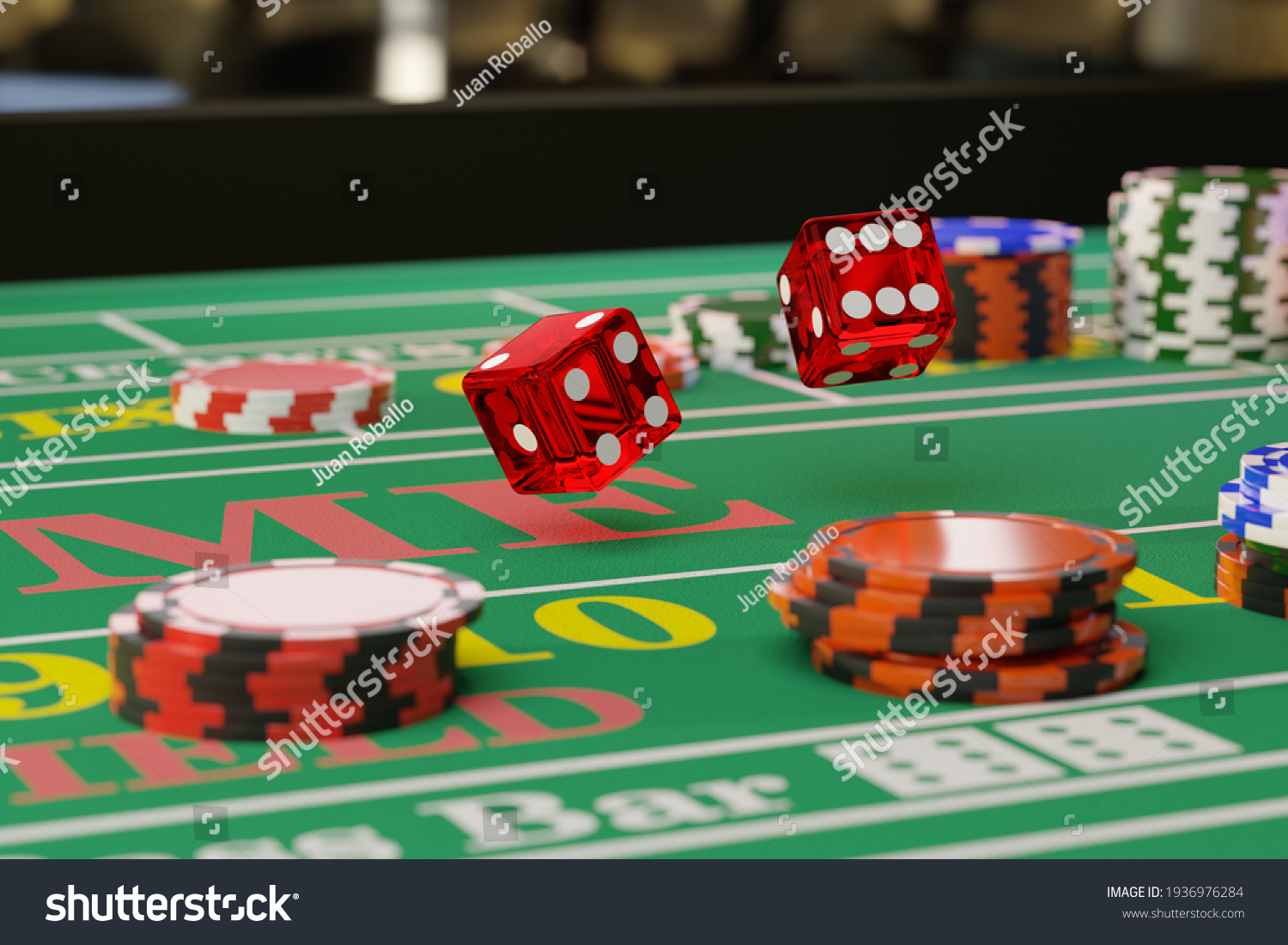 Close Pair Dice Rolling Down Craps Stock Illustration 1936976284 ...