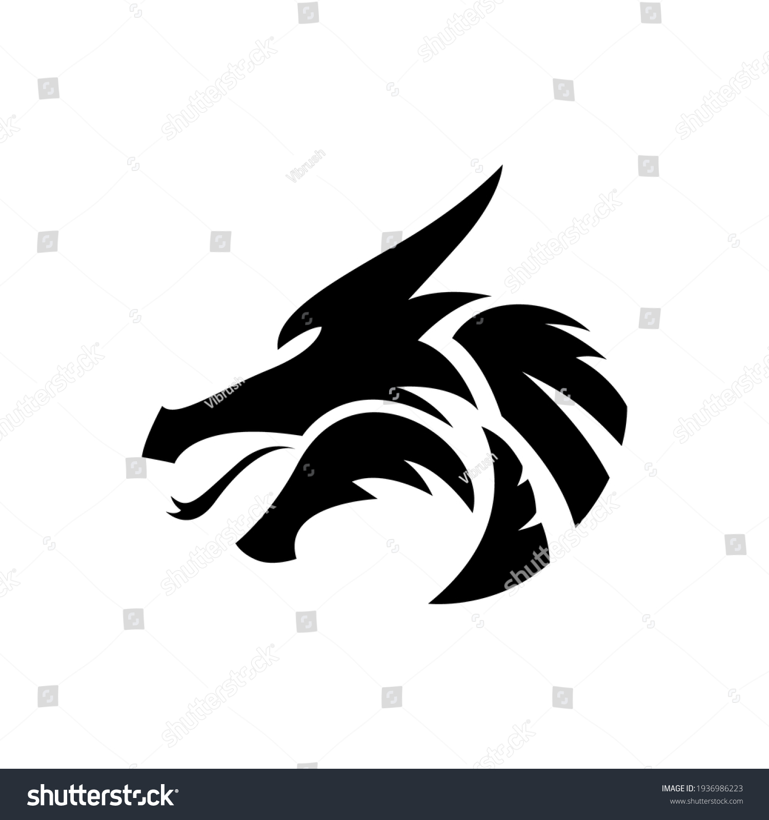 Dragon Head Silhouette Logo Template Stock Vector (Royalty Free ...
