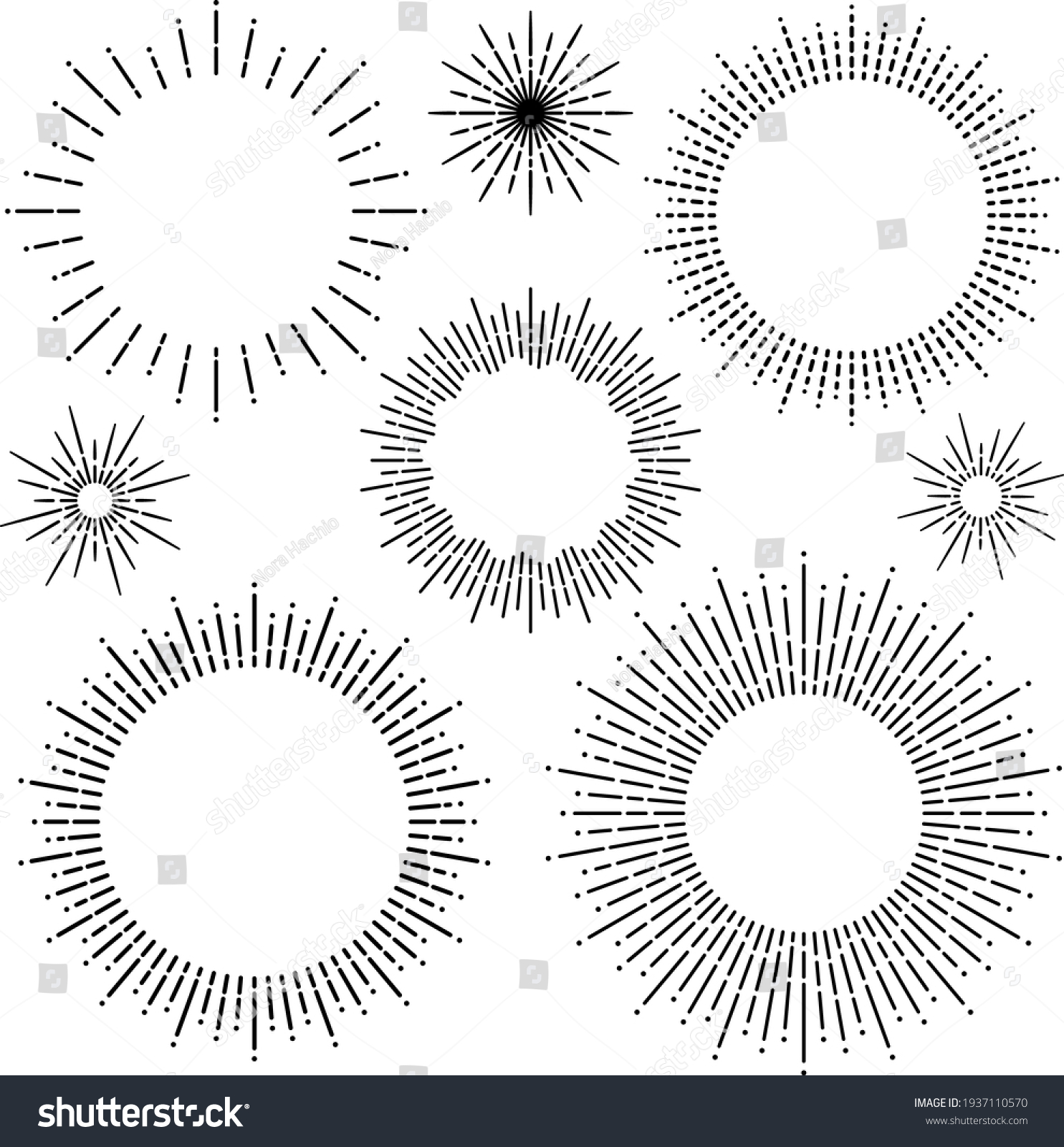 Radial Circular Line Light Frame Set Stock Vector (Royalty Free ...