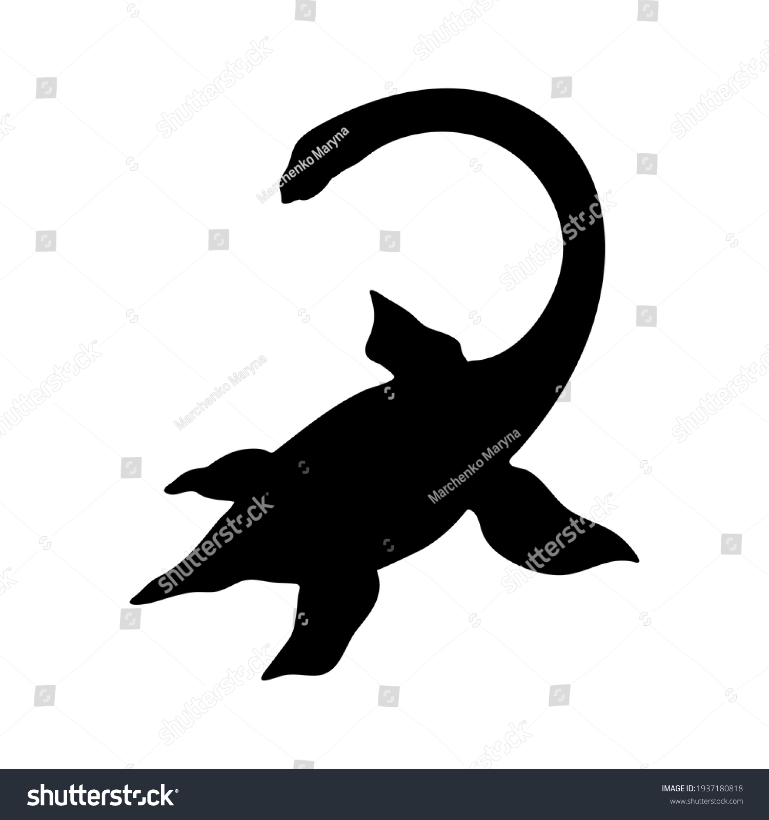 Vector Illustration Silhouette Shape Waterfowl Dinosaur Stock Vector ...