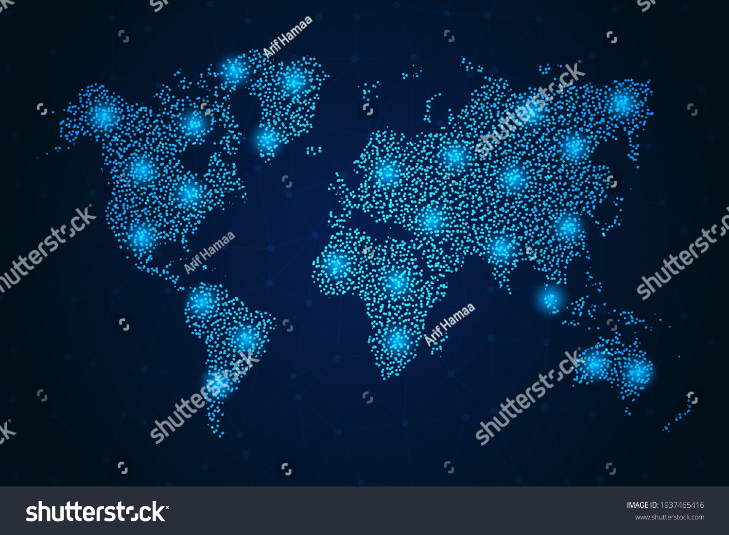 World Map Point Blue Glowing Stars Stock Vector (Royalty Free ...