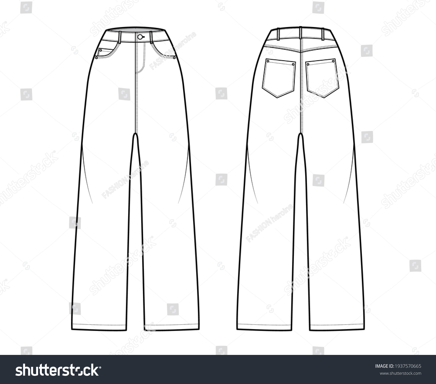 Baggy Jeans Denim Pants Technical Fashion Stock Vector (Royalty Free ...