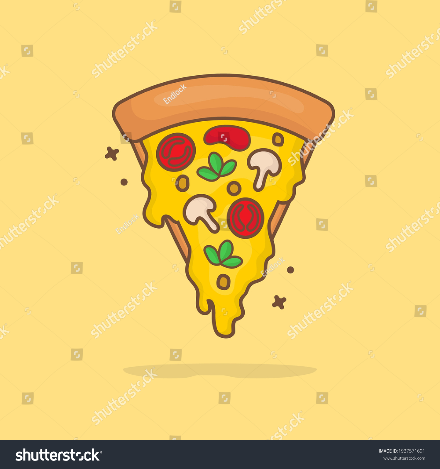 Slice Pizza Melted Cartoon Vector Icon Stock Vector (Royalty Free ...