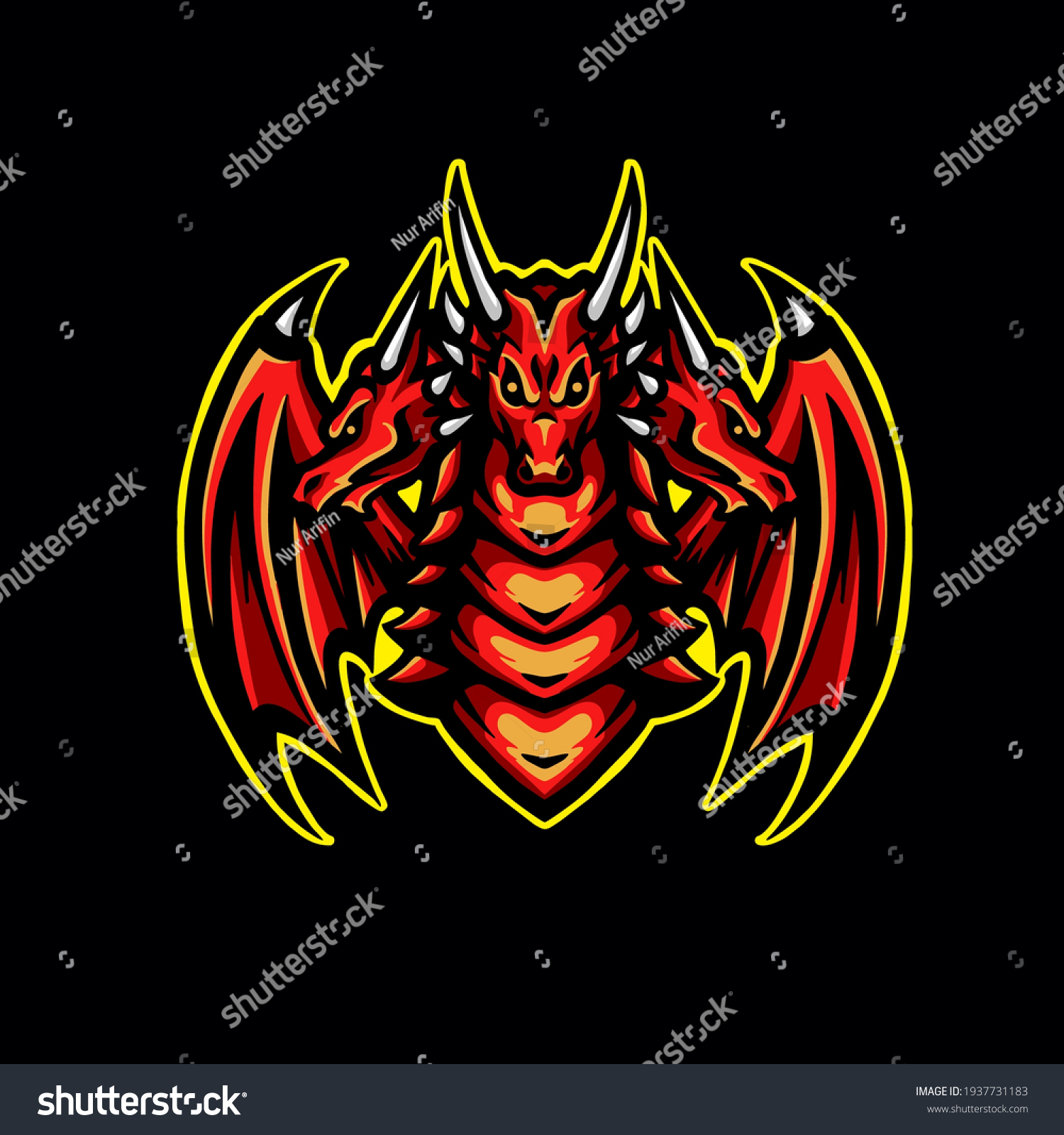 Illustration Logo Dragon Fire Three Heads Stock Vector (Royalty Free ...