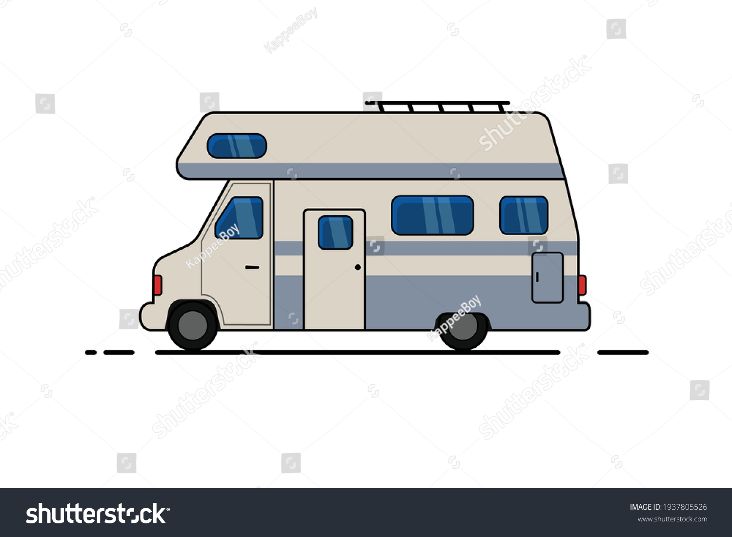 Vector Illustration Camper Vantravel Mobile Homes Stock Vector (Royalty ...