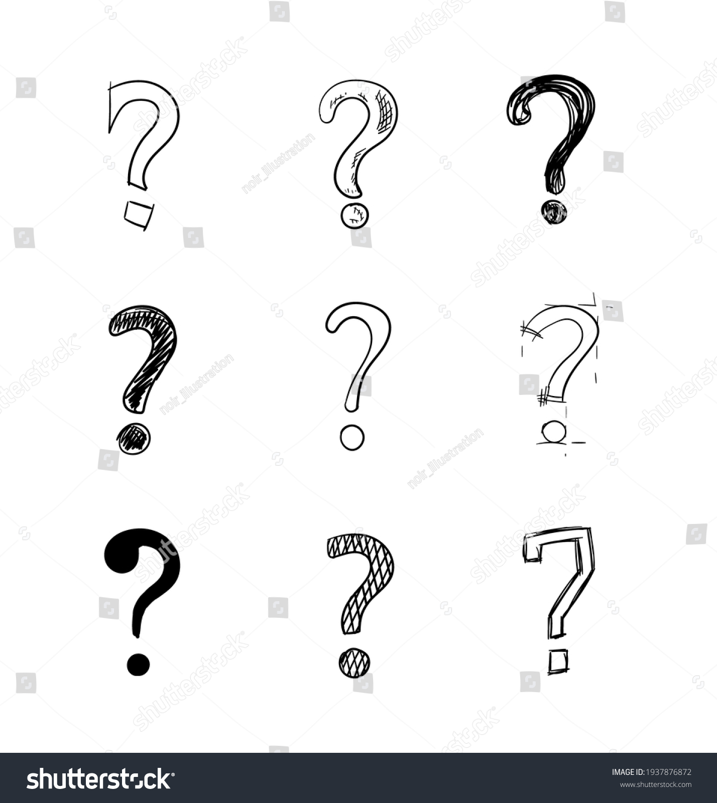 Vector Set Handdrawn Questions Marks Isolated Stock Vector (Royalty ...