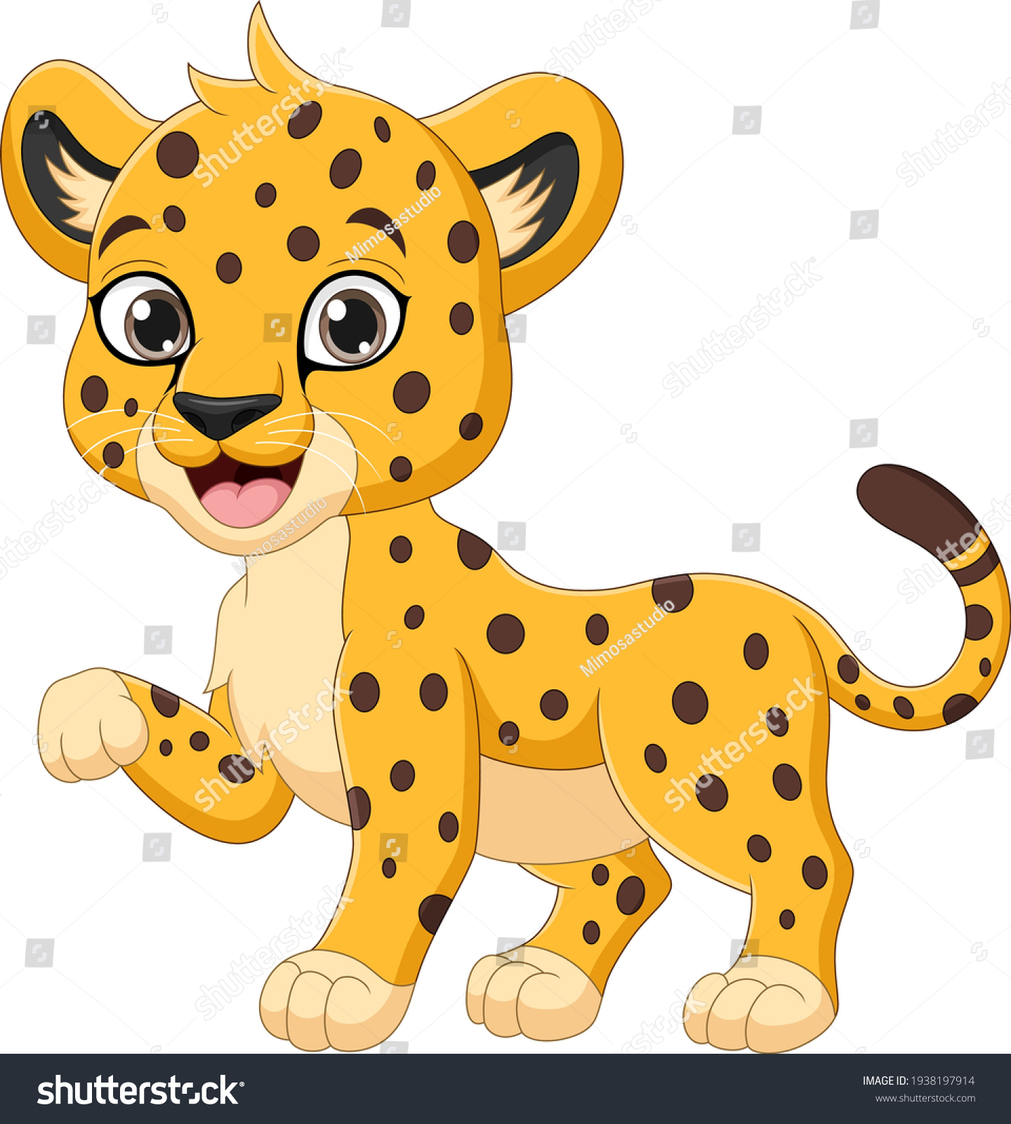 Cute Baby Cheetah Cartoon On White Stock Vector (Royalty Free ...
