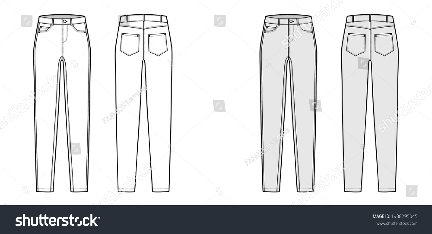 Jeans Tapered Denim Pants Technical Fashion Stock Vector (Royalty Free ...