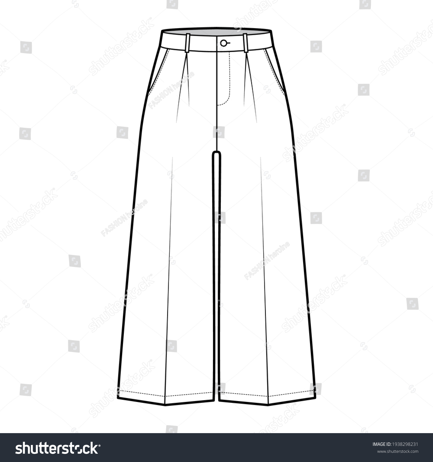 Pants Capri Technical Fashion Illustration Low Stock Vector (Royalty ...