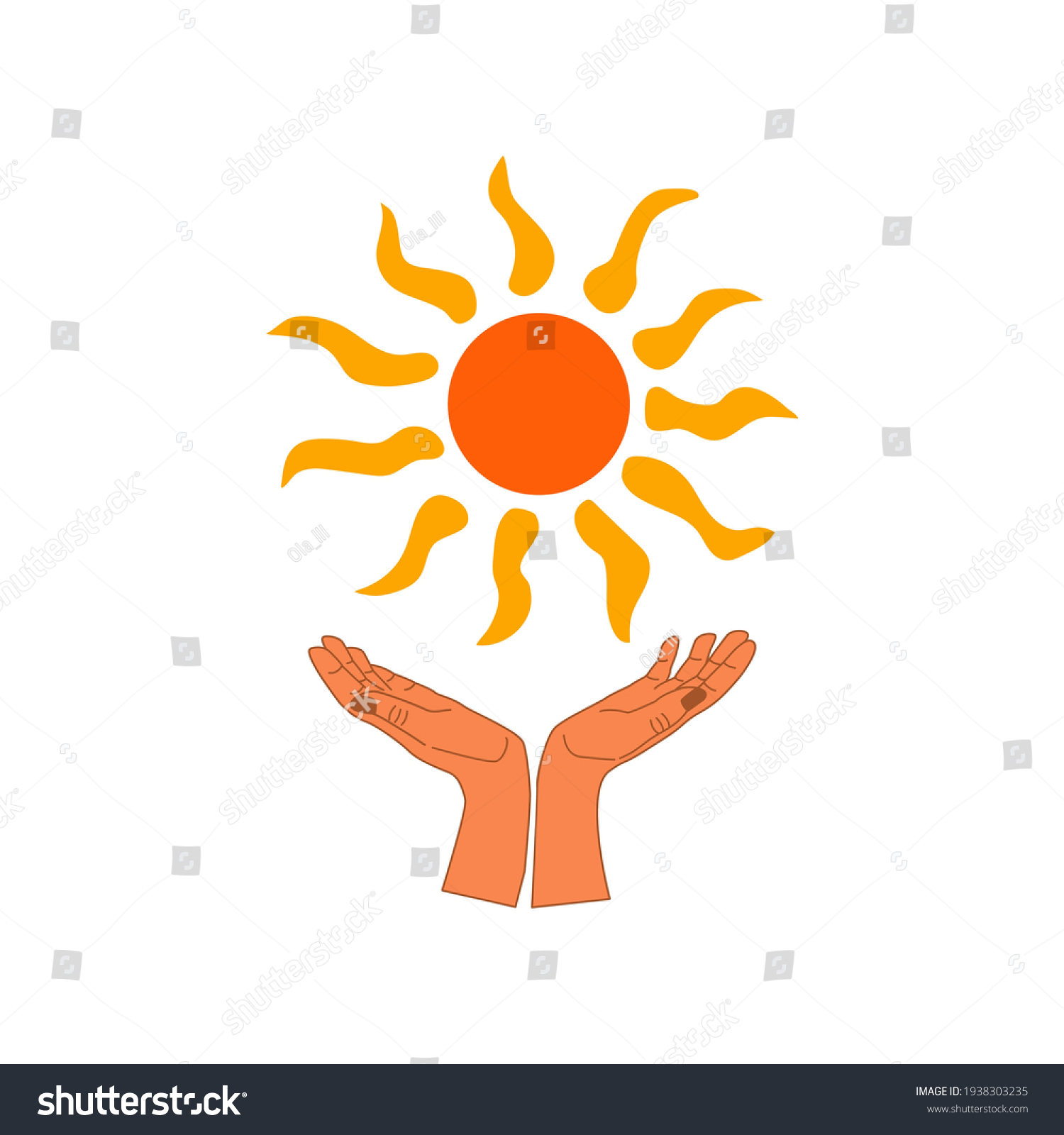 Human Hands Hold Sun White Background Stock Vector (Royalty Free ...