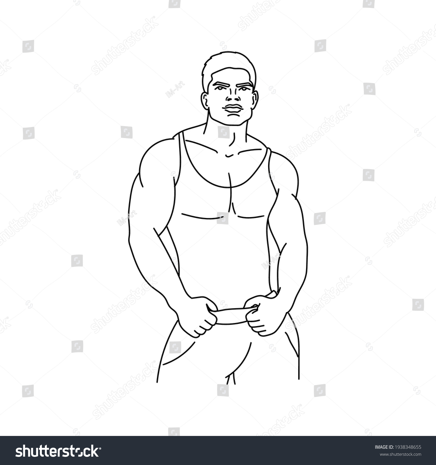 Handsome Muscle Man Outline Male Silhouette Stock Vector (Royalty Free ...