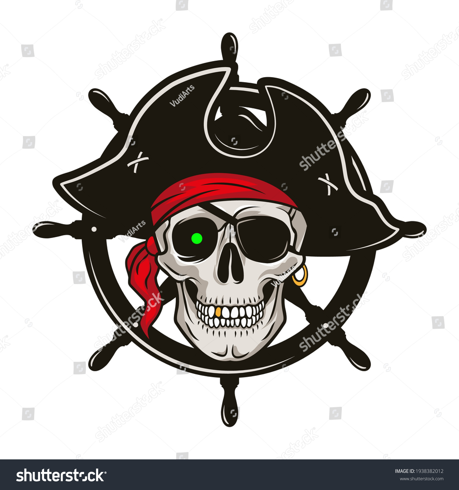 Pirate Emblem Steering Wheel Skull Hat Stock Vector (Royalty Free ...