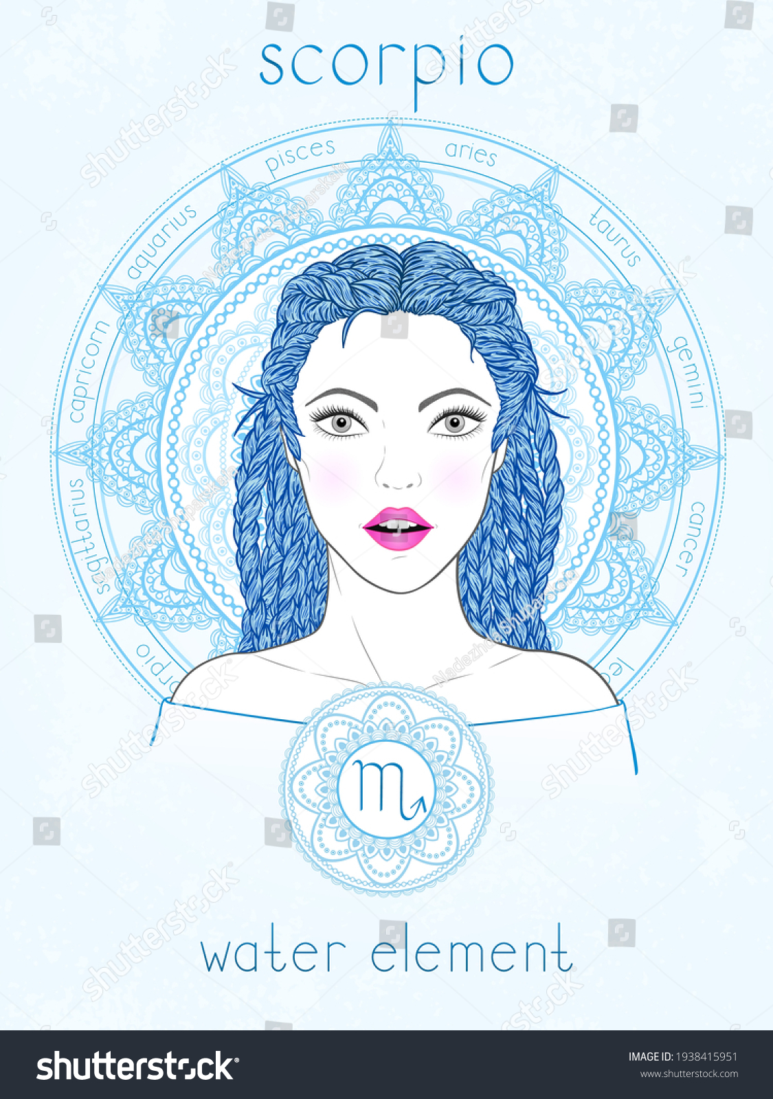 Vector Illustration Scorpio Zodiac Sign Portrait Stock Vector (Royalty ...