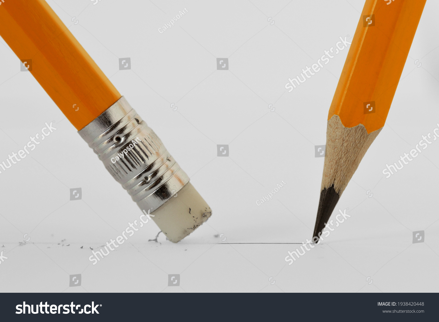 Closeup Pencil Drawing Line Rubber Erasing Stock Photo 1938420448 ...