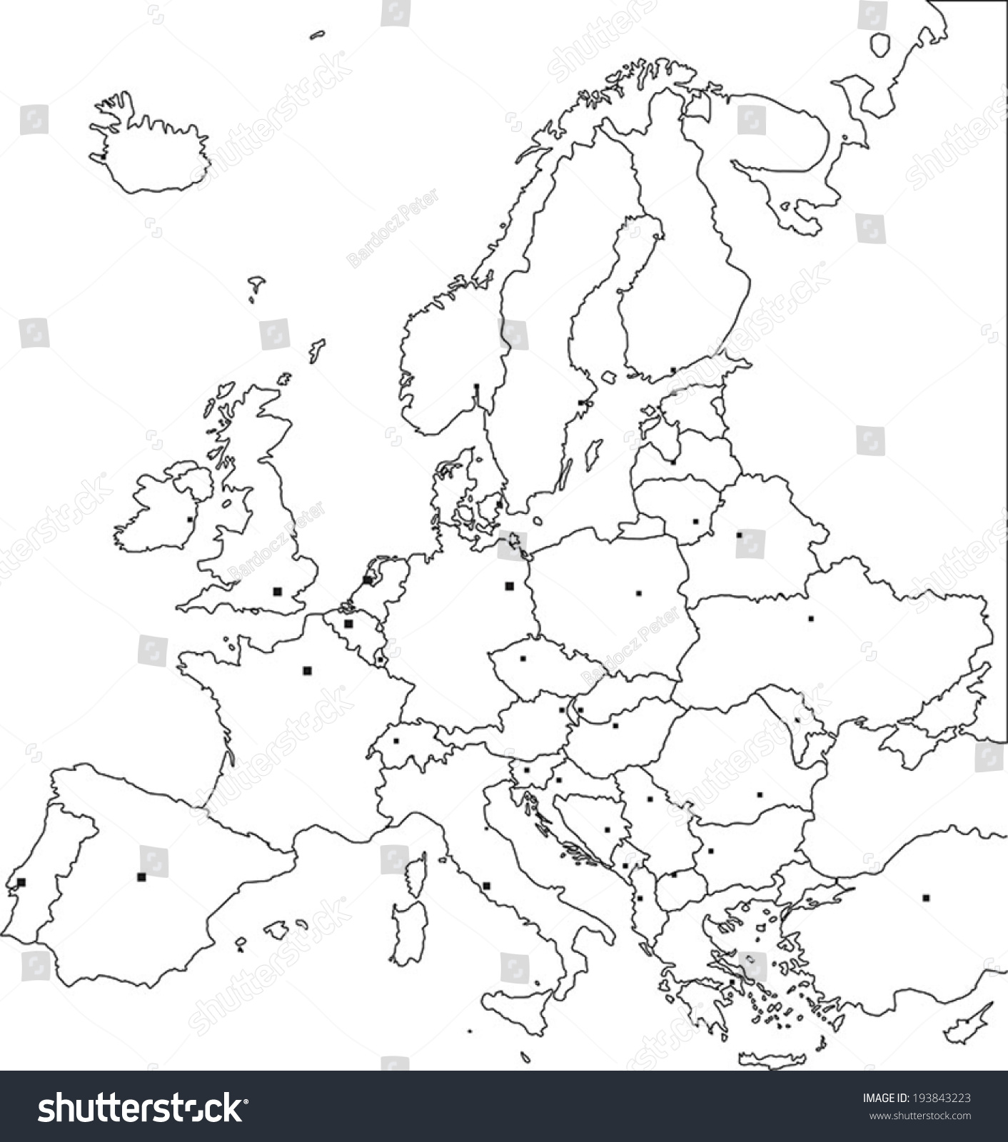 Политическая карта зарубежной Европы пустая