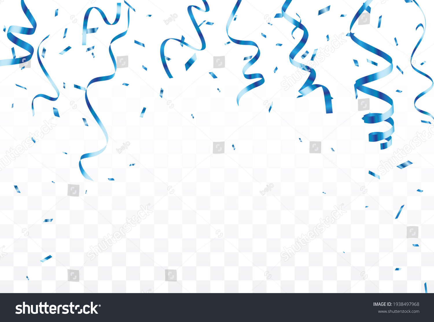 Blue Confetti Ribbon Isolated On Transparent Stock Illustration ...