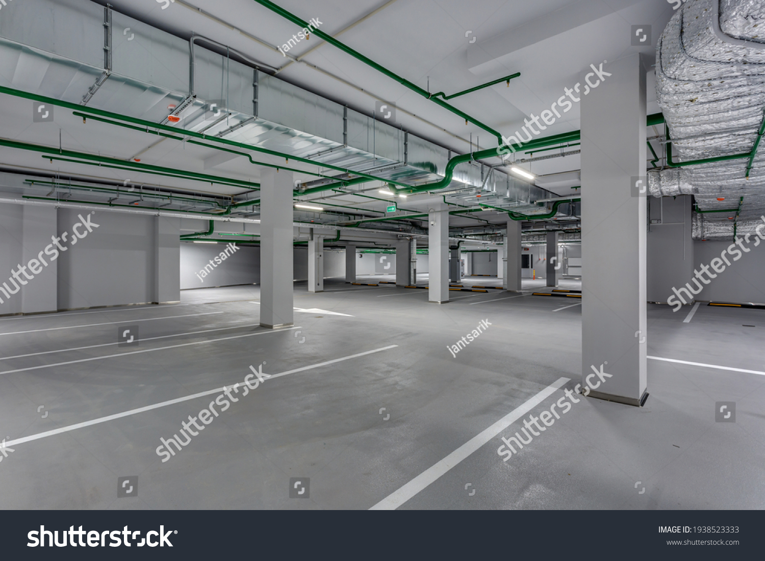 Empty Underground Garage Parking Columns Road Stock Photo 1938523333 ...