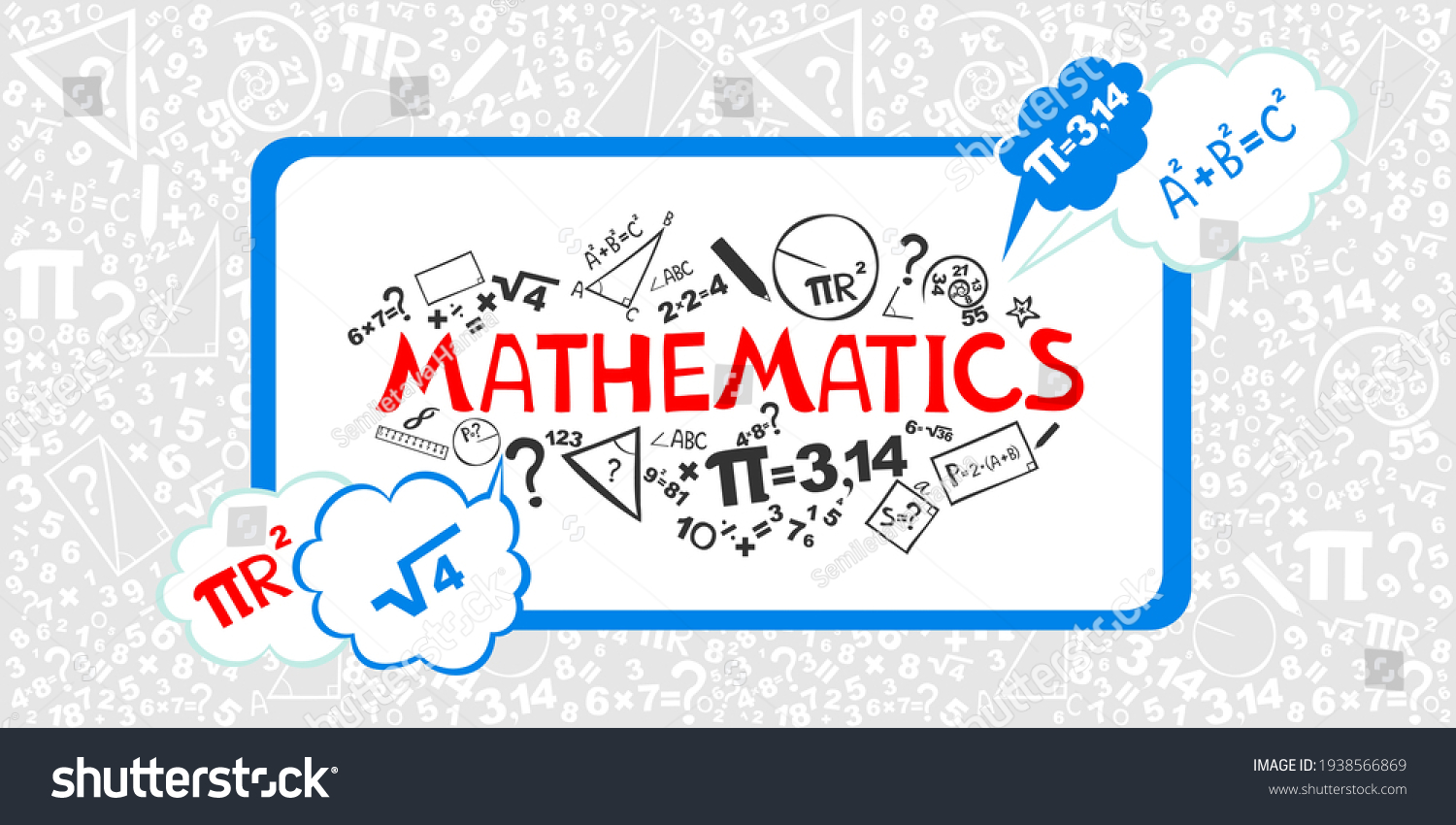 Mathematics Horizontal Banner Presentation Website Isolated Stock ...