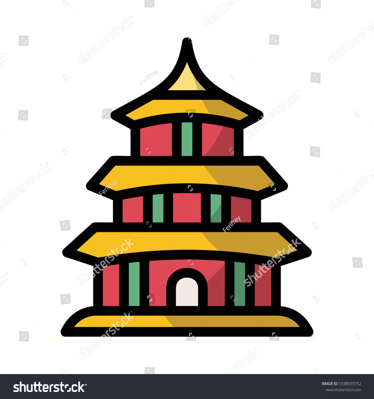 Pagode Chinese Landmark Icon Logo Colored Stock Vector (royalty Free 