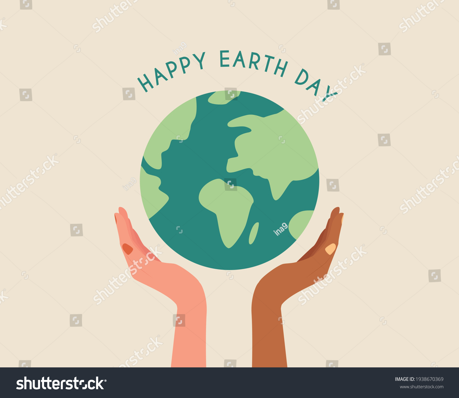 Happy Earth Daydifferent Race Hands Holding Stock Vector (Royalty Free ...