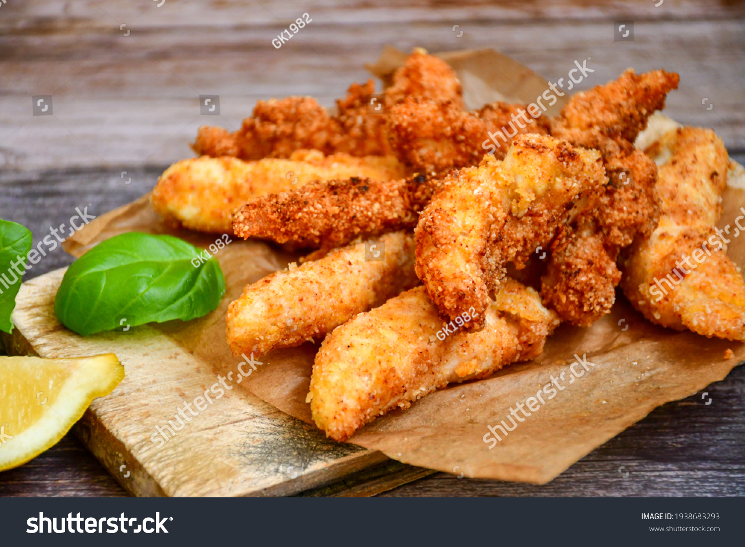 Crispy Deep Fried Chicken Strips Breaded Stock Photo 1938683293 ...