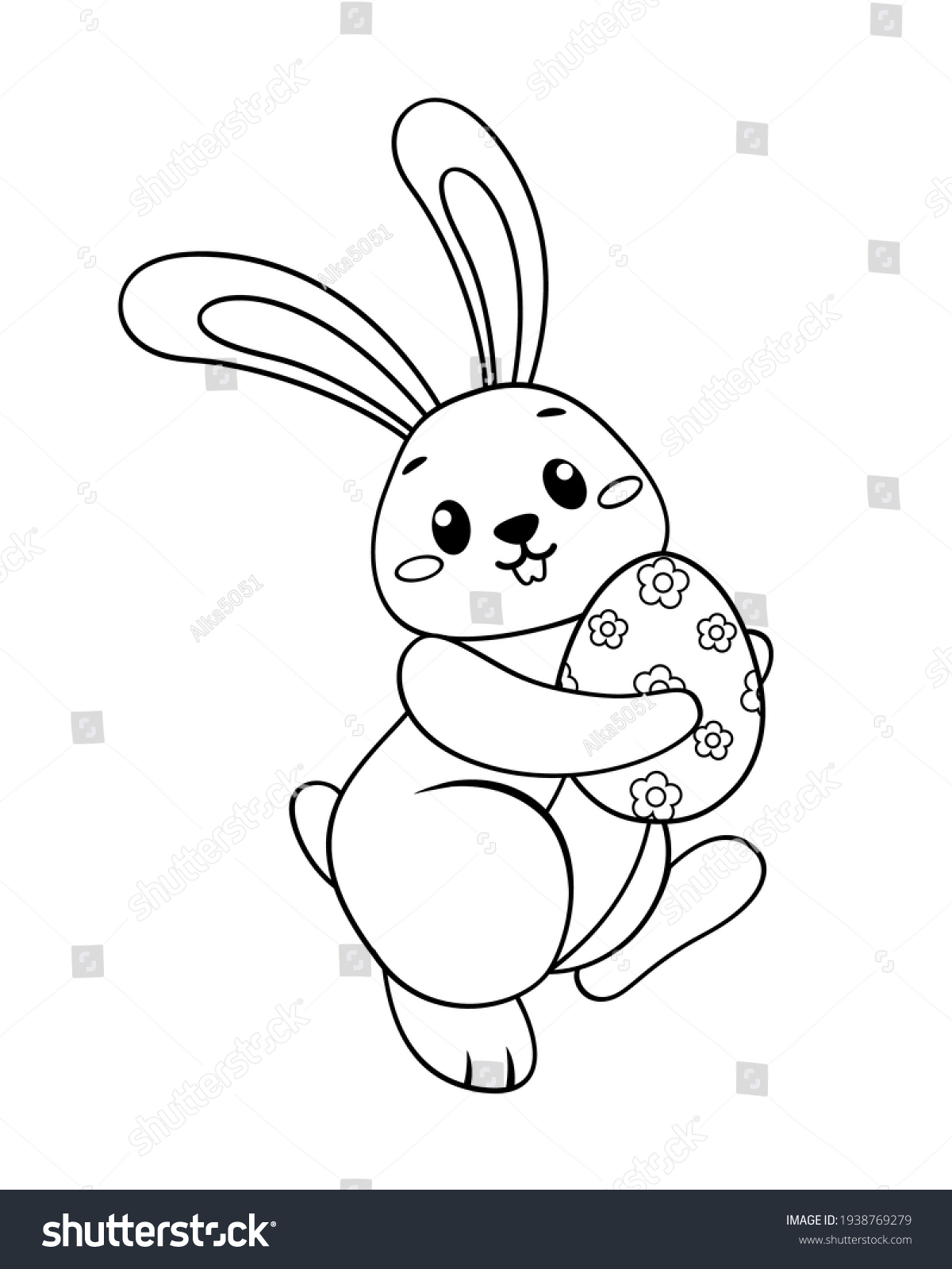 Easter Bunny Holding Easter Egg Black Stock Vector (Royalty Free ...