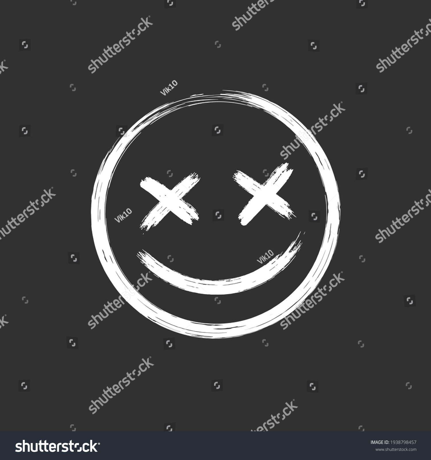 Vector Illustration Scary Grunge Smile Face Stock Vector (Royalty Free ...