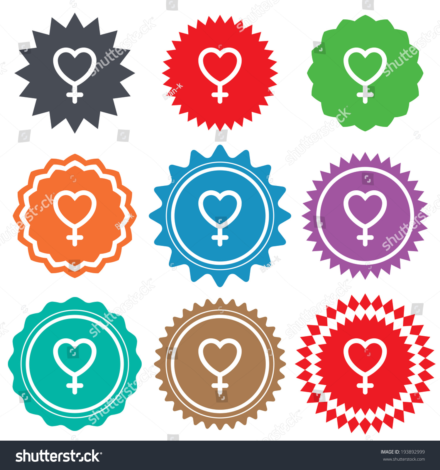 Female Sign Icon Woman Sex Heart Stock Vector Royalty Free 193892999 Shutterstock 