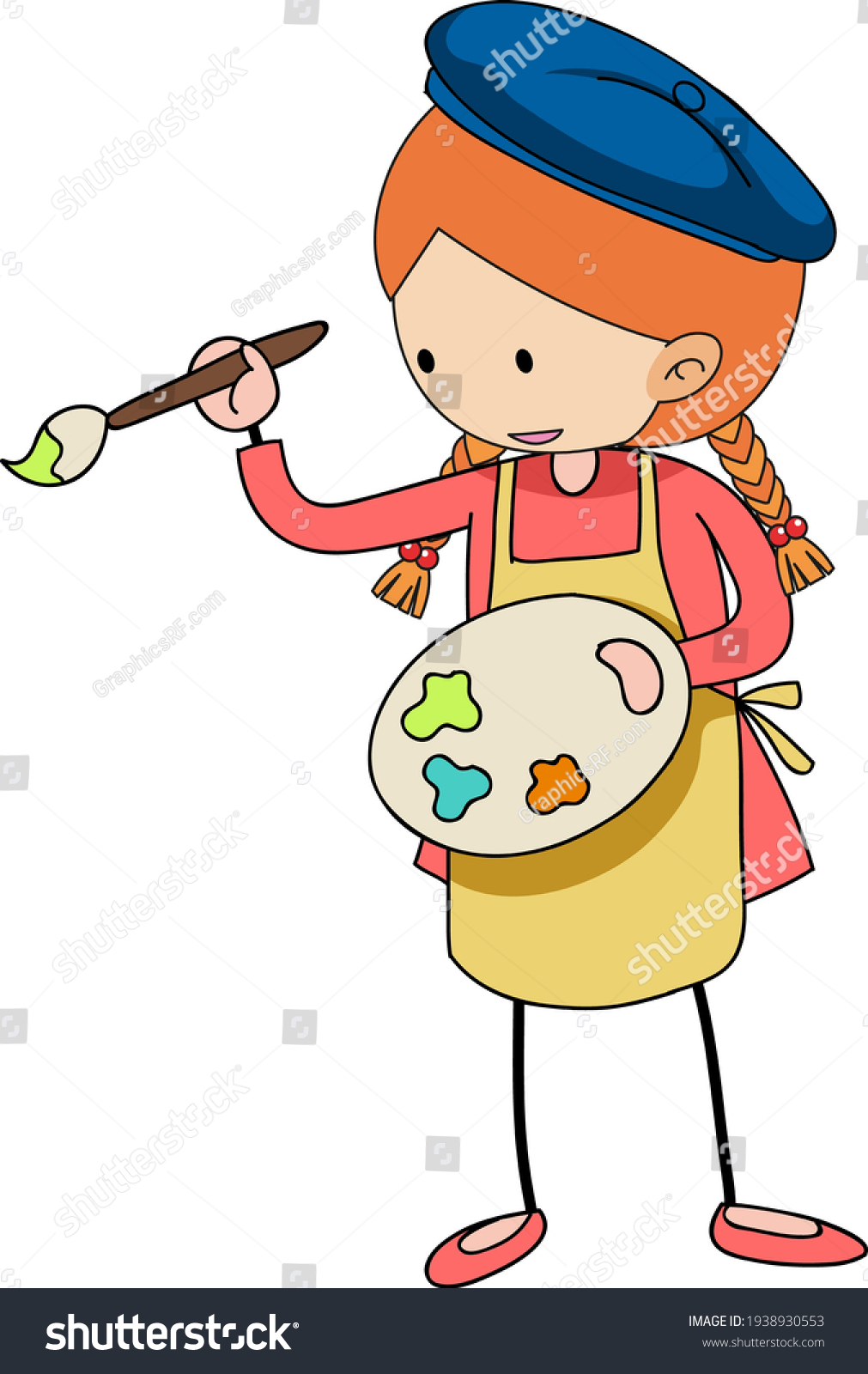 Little Artist Holding Colour Palette Cartoon Stock Vector (Royalty Free ...