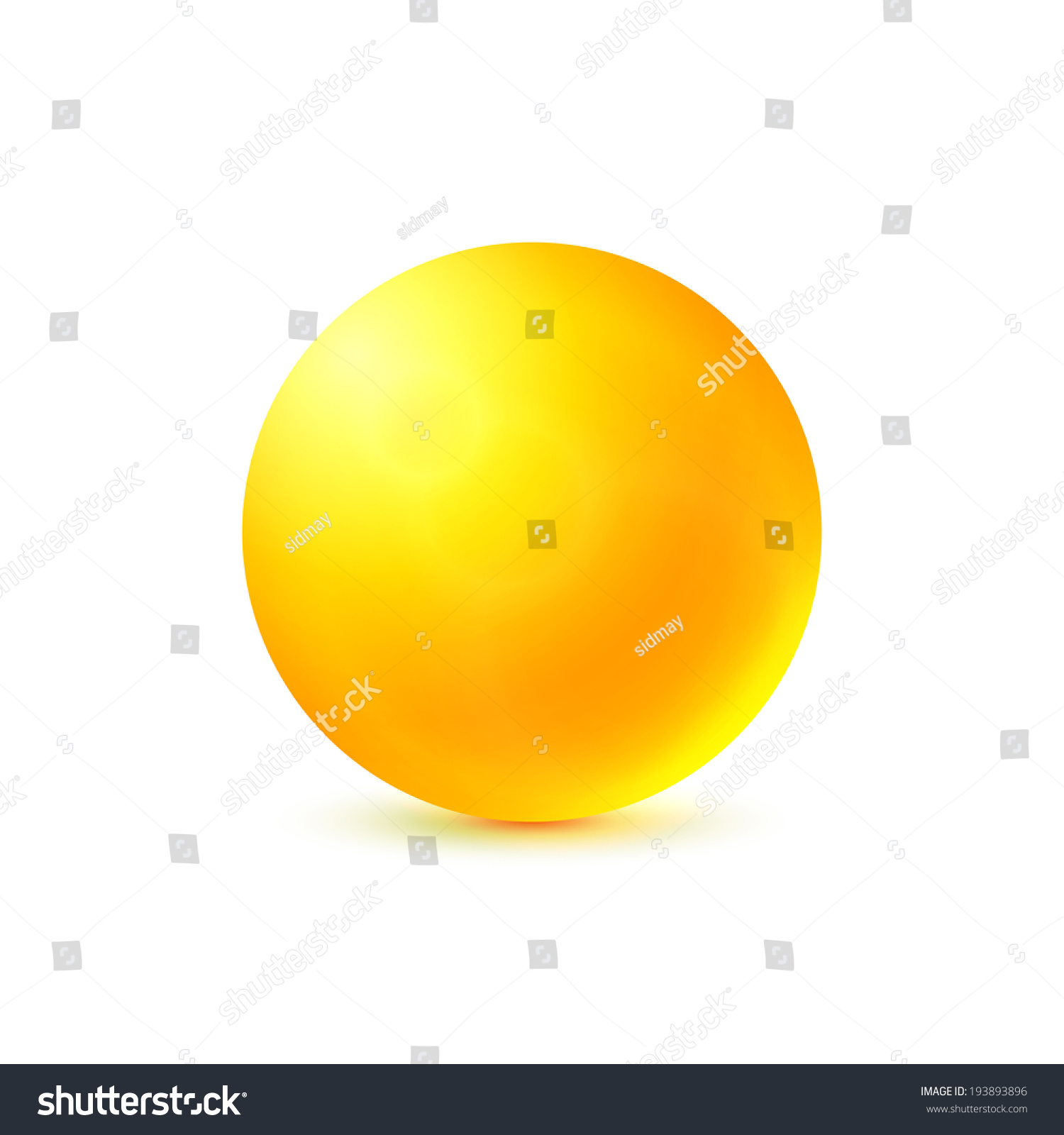 Yellow Glossy Sphere Isolated On White Stock Illustration 193893896 ...