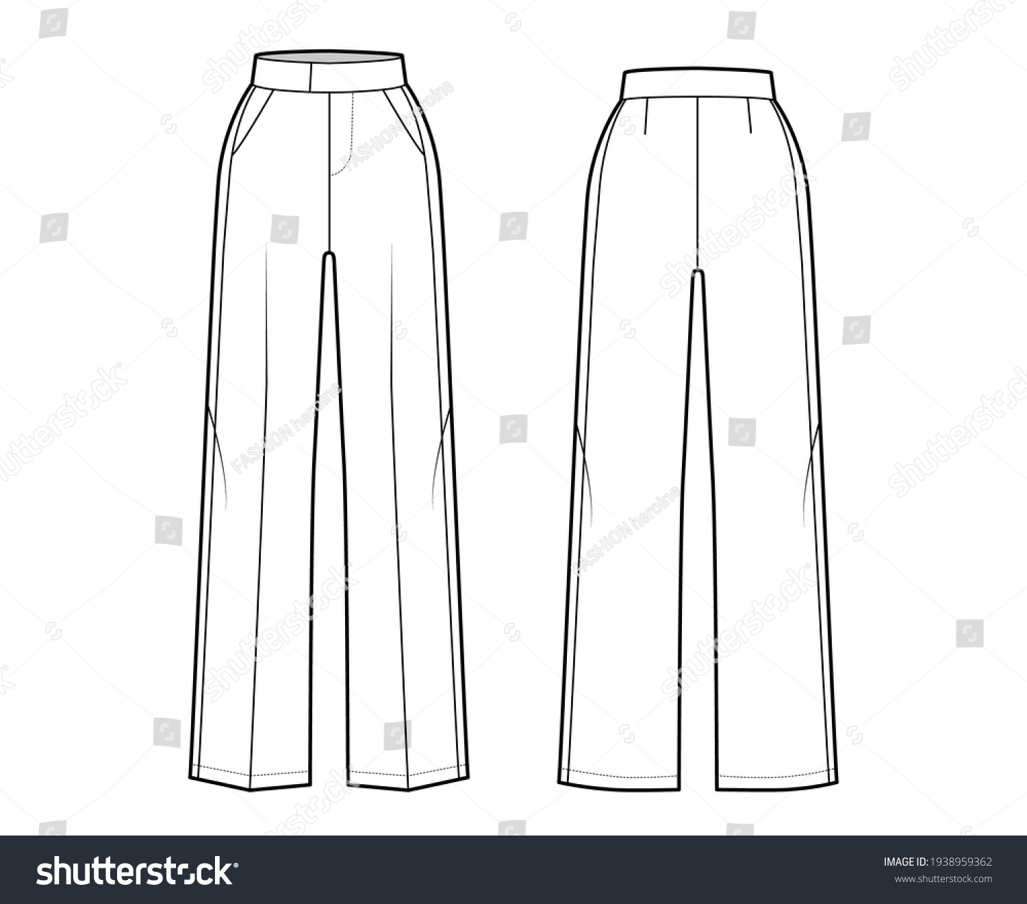 Pants Tuxedo Technical Fashion Illustration Extended Stock Vector ...